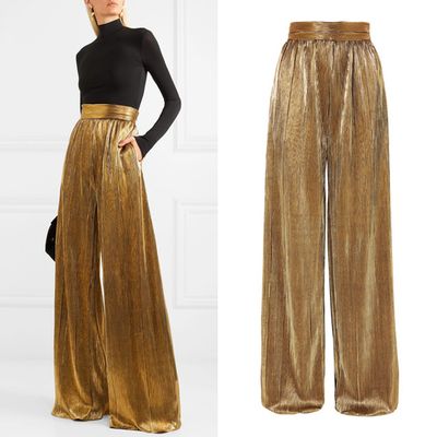 Plissé Lamé Wide Leg Pants from SemSem