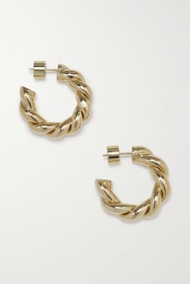 Twisted Huggie Gold-Plated Hoop Earrings from Jennifer Fisher