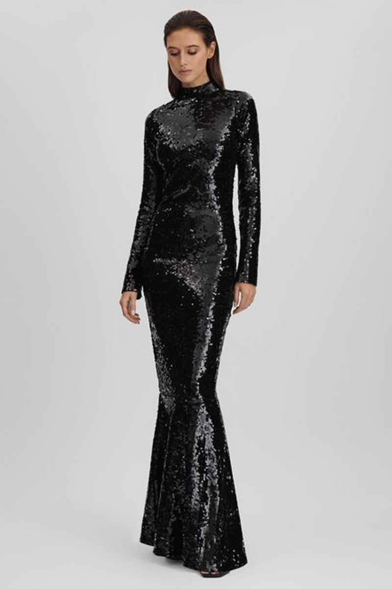 Sequin Funnel Neck Maxi Dress from Good American